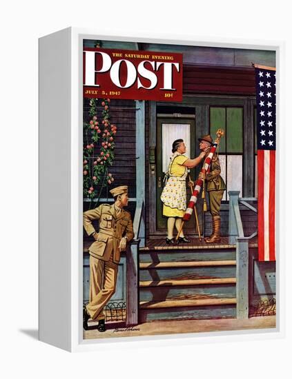 "Two Generations of Vets," Saturday Evening Post Cover, July 5, 1947-Stevan Dohanos-Framed Premier Image Canvas