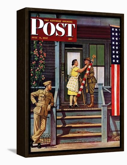 "Two Generations of Vets," Saturday Evening Post Cover, July 5, 1947-Stevan Dohanos-Framed Premier Image Canvas