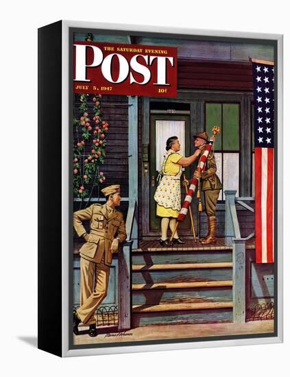 "Two Generations of Vets," Saturday Evening Post Cover, July 5, 1947-Stevan Dohanos-Framed Premier Image Canvas