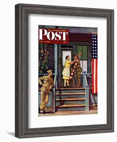 "Two Generations of Vets," Saturday Evening Post Cover, July 5, 1947-Stevan Dohanos-Framed Giclee Print