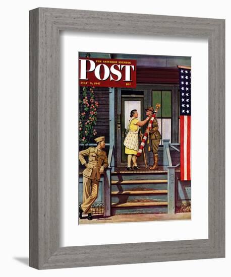 "Two Generations of Vets," Saturday Evening Post Cover, July 5, 1947-Stevan Dohanos-Framed Giclee Print