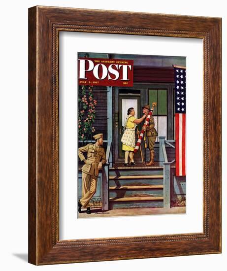 "Two Generations of Vets," Saturday Evening Post Cover, July 5, 1947-Stevan Dohanos-Framed Giclee Print