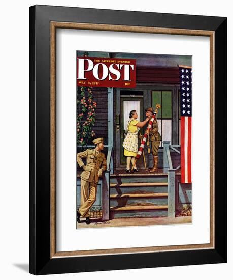 "Two Generations of Vets," Saturday Evening Post Cover, July 5, 1947-Stevan Dohanos-Framed Giclee Print