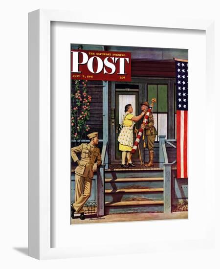 "Two Generations of Vets," Saturday Evening Post Cover, July 5, 1947-Stevan Dohanos-Framed Giclee Print