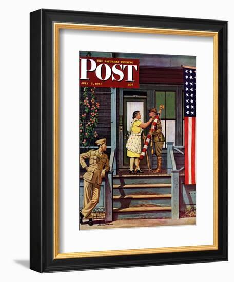 "Two Generations of Vets," Saturday Evening Post Cover, July 5, 1947-Stevan Dohanos-Framed Giclee Print