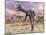 Two Gigantoraptor Dinosaurs Walking in the Desert-null-Mounted Art Print