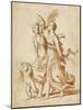 Two Girls Accompanied by Cupid, C.1625 (Pen and Brown Ink and Brown Wash over Black Chalk)-Nicolas Poussin-Mounted Giclee Print