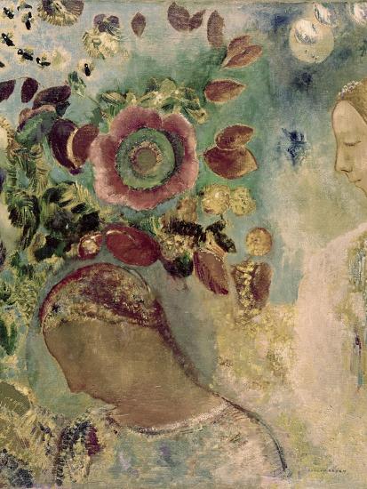 'Two Girls Among the Flowers' Giclee Print - Odilon Redon | Art.com