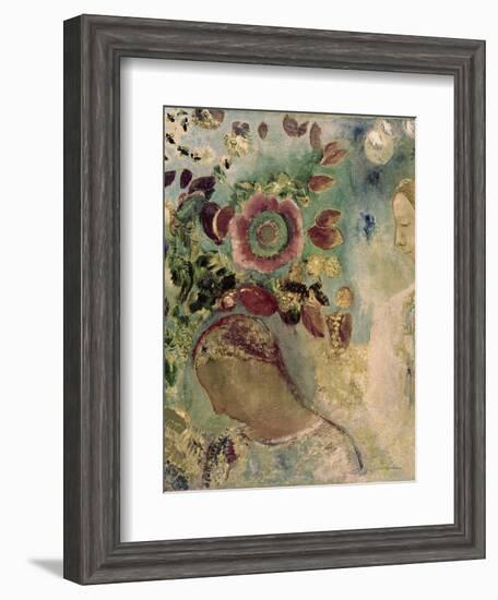 Two Girls Among the Flowers-Odilon Redon-Framed Giclee Print