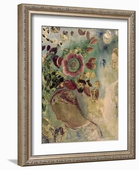 Two Girls Among the Flowers-Odilon Redon-Framed Giclee Print