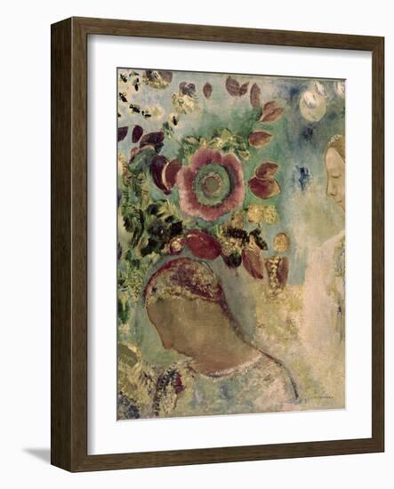 Two Girls Among the Flowers-Odilon Redon-Framed Giclee Print