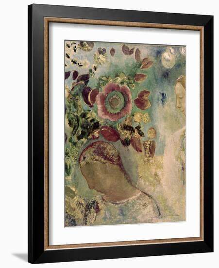 Two Girls Among the Flowers-Odilon Redon-Framed Giclee Print