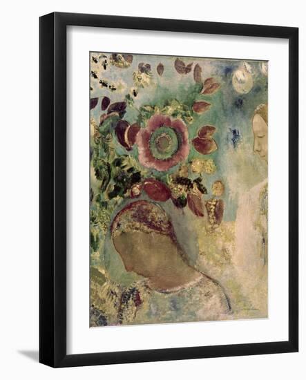 Two Girls Among the Flowers-Odilon Redon-Framed Giclee Print