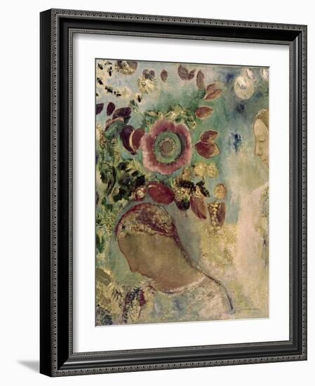 Two Girls Among the Flowers-Odilon Redon-Framed Giclee Print