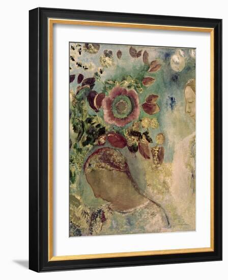 Two Girls Among the Flowers-Odilon Redon-Framed Giclee Print