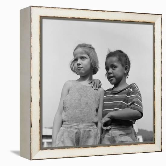 Two Girls at Camp Christmas Seals, a Racially Integrated Summer Camp in Haverstraw, NY-Gordon Parks-Framed Stretched Canvas