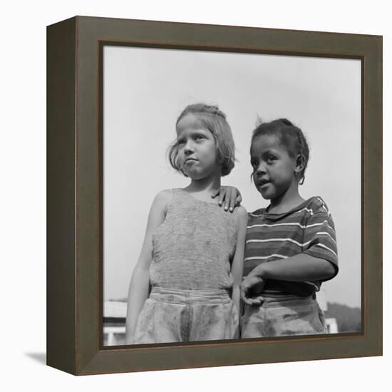 Two Girls at Camp Christmas Seals, a Racially Integrated Summer Camp in Haverstraw, NY-Gordon Parks-Framed Stretched Canvas