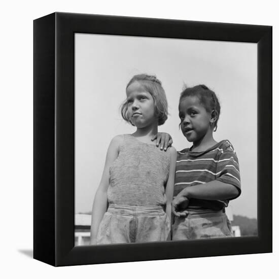 Two Girls at Camp Christmas Seals, a Racially Integrated Summer Camp in Haverstraw, NY-Gordon Parks-Framed Stretched Canvas