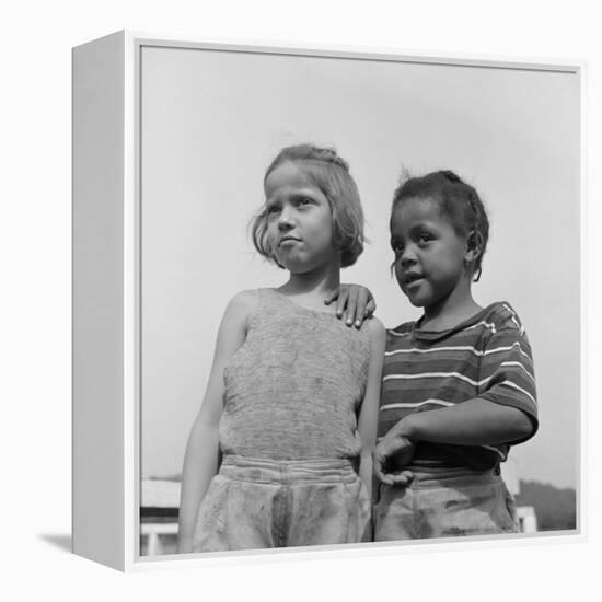 Two Girls at Camp Christmas Seals, a Racially Integrated Summer Camp in Haverstraw, NY-Gordon Parks-Framed Stretched Canvas