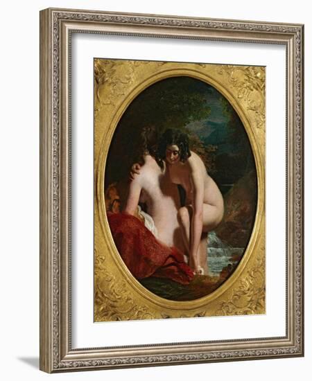 Two Girls Bathing (Oil on Panel)-William Etty-Framed Giclee Print