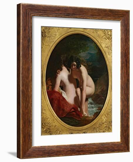 Two Girls Bathing (Oil on Panel)-William Etty-Framed Giclee Print