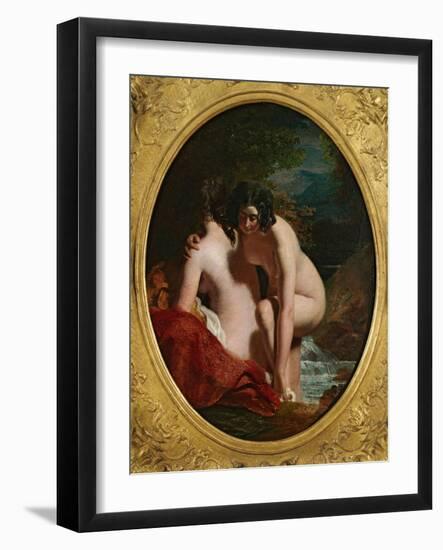 Two Girls Bathing (Oil on Panel)-William Etty-Framed Giclee Print