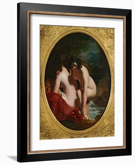 Two Girls Bathing (Oil on Panel)-William Etty-Framed Giclee Print