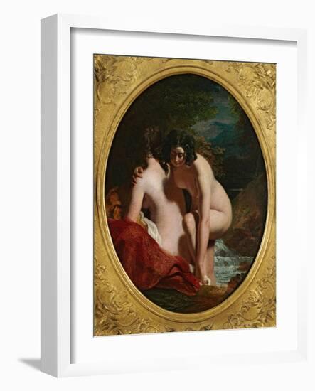 Two Girls Bathing (Oil on Panel)-William Etty-Framed Giclee Print