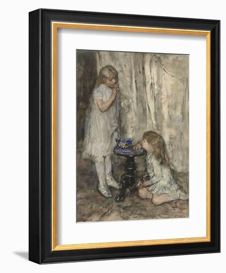 Two Girls Blowing Bubbles, c.1880-Jacob Henricus or Hendricus Maris-Framed Giclee Print