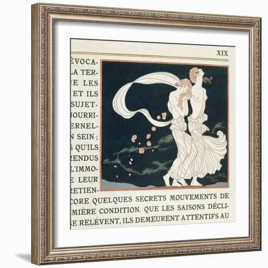 Two Girls Dressed in Greek Style, Illustration from 'Les Mythes' by Paul Valery (1871-1945)-Georges Barbier-Framed Giclee Print