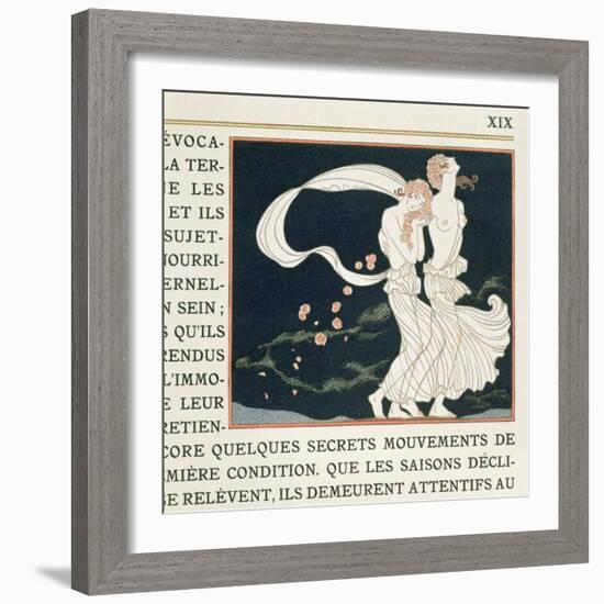 Two Girls Dressed in Greek Style, Illustration from 'Les Mythes' by Paul Valery (1871-1945)-Georges Barbier-Framed Giclee Print