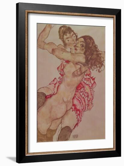 Two Girls Embracing, 1915-Egon Schiele-Framed Giclee Print