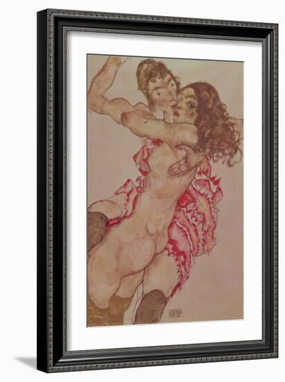 Two Girls Embracing, 1915-Egon Schiele-Framed Giclee Print