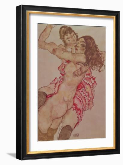 Two Girls Embracing, 1915-Egon Schiele-Framed Giclee Print