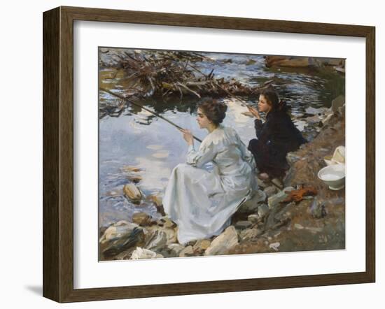 Two Girls Fishing, 1912 (Oil on Canvas)-John Singer Sargent-Framed Giclee Print