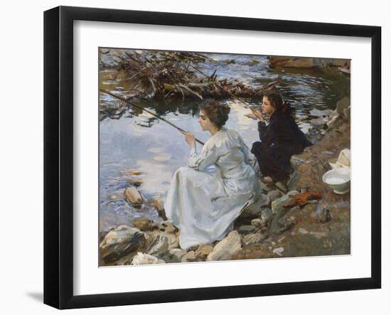 Two Girls Fishing, 1912 (Oil on Canvas)-John Singer Sargent-Framed Giclee Print