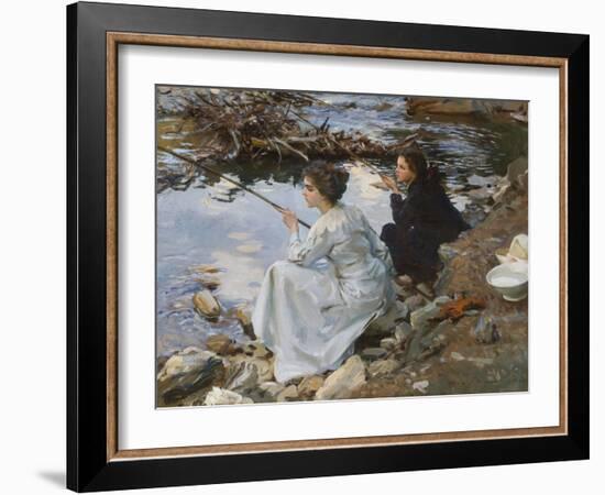 Two Girls Fishing, 1912 (Oil on Canvas)-John Singer Sargent-Framed Giclee Print