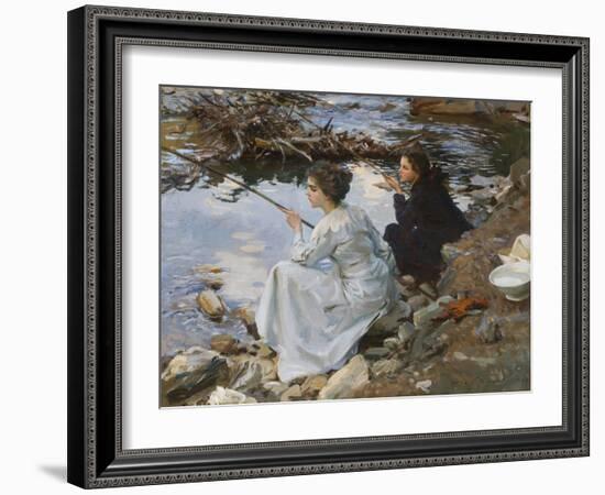 Two Girls Fishing, 1912 (Oil on Canvas)-John Singer Sargent-Framed Giclee Print
