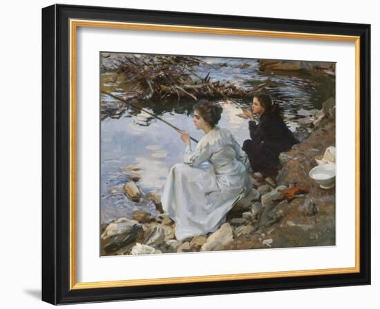 Two Girls Fishing, 1912 (Oil on Canvas)-John Singer Sargent-Framed Giclee Print
