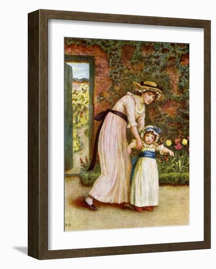 'Two girls in a garden', by Kate Greenaway-Kate Greenaway-Framed Giclee Print