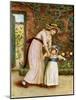 'Two girls in a garden', by Kate Greenaway-Kate Greenaway-Mounted Giclee Print