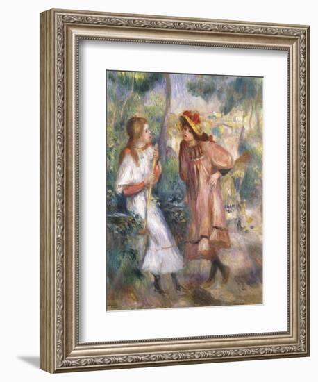 Two Girls in the Garden at Montmartre-Pierre-Auguste Renoir-Framed Giclee Print