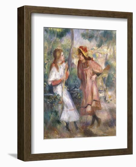 Two Girls in the Garden at Montmartre-Pierre-Auguste Renoir-Framed Giclee Print