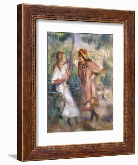 Two Girls in the Garden at Montmartre-Pierre-Auguste Renoir-Framed Giclee Print