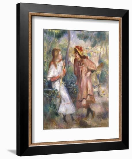 Two Girls in the Garden at Montmartre-Pierre-Auguste Renoir-Framed Giclee Print