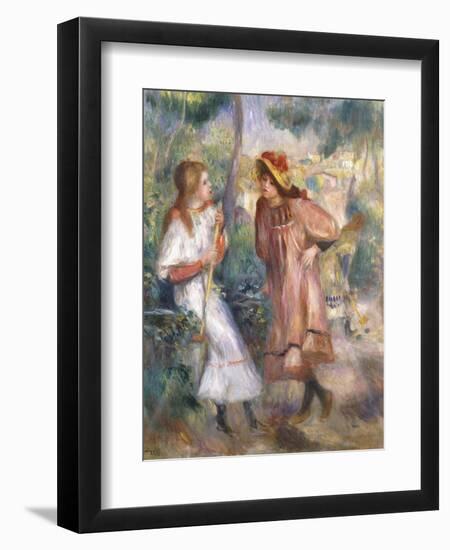 Two Girls in the Garden at Montmartre-Pierre-Auguste Renoir-Framed Giclee Print