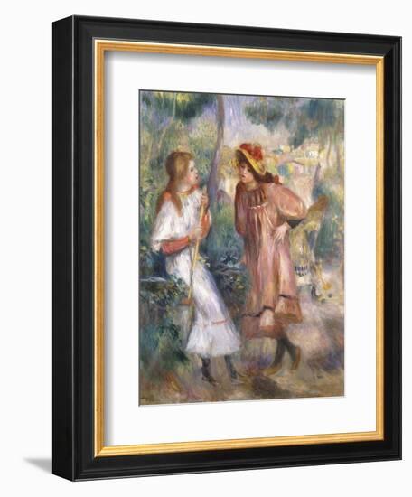 Two Girls in the Garden at Montmartre-Pierre-Auguste Renoir-Framed Giclee Print