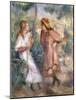 Two Girls in the Garden at Montmartre-Pierre-Auguste Renoir-Mounted Giclee Print