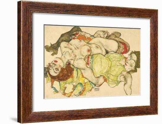 Two Girls, Lying Entwined, 1915-Egon Schiele-Framed Premium Giclee Print