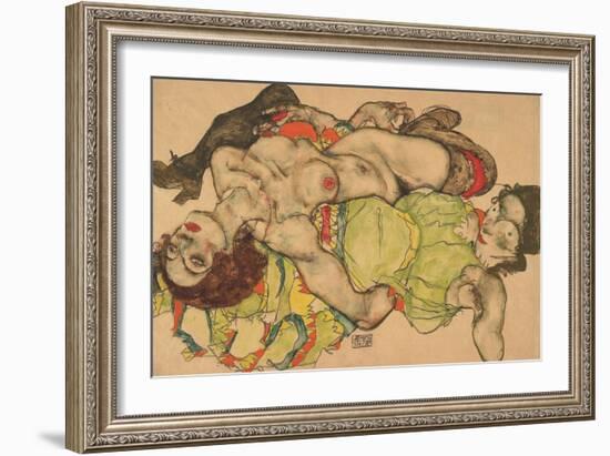 Two Girls Lying Entwined, 1915-Egon Schiele-Framed Giclee Print